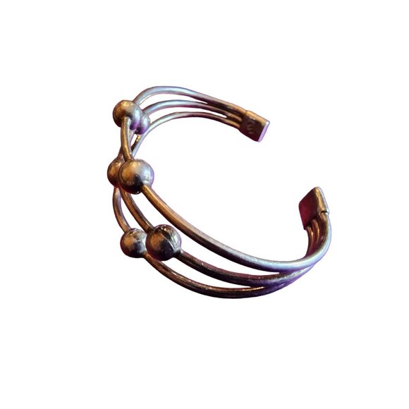 Vintage Sterling 925 Signed MCM Atomic Celestrial Design Cuff Bracelet (A1516) - Picture 5 of 7